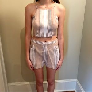 BCBG cream/tan/white striped set